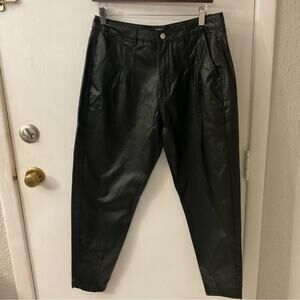 Missguided Black Coated Denim Pleather Carrot Jean 8 Rocker Punk Goth Mobwife